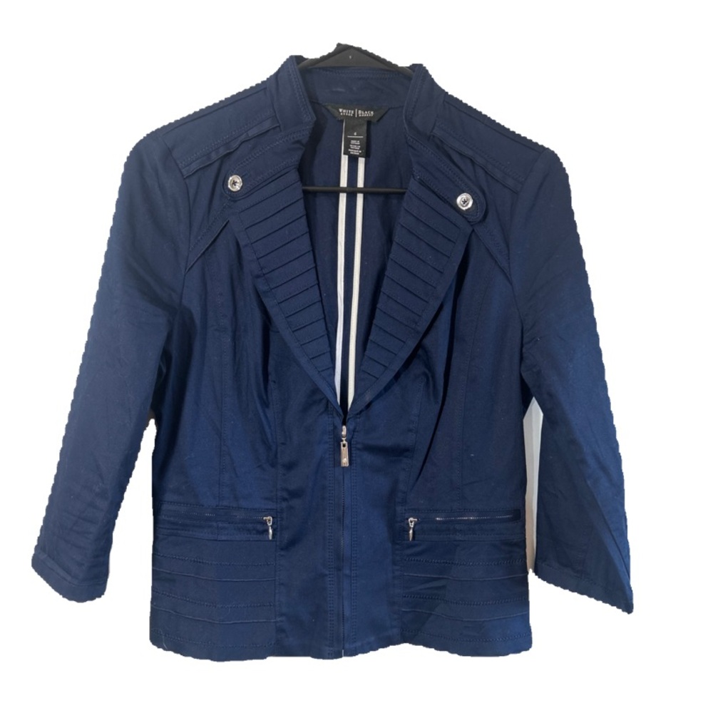 WHITE HOUSE BLACK MARKET NAVY BLUE WOMEN JACKET SIZE 6